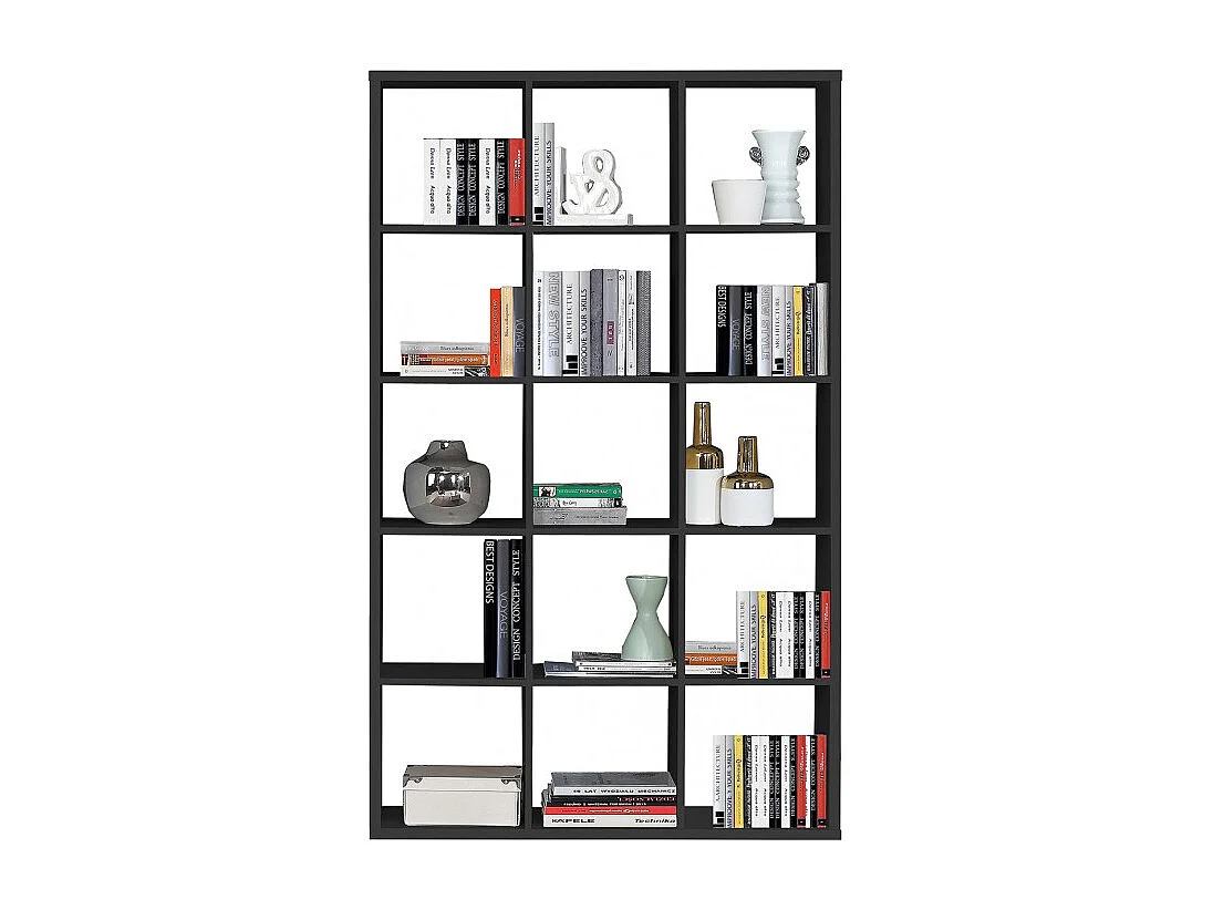 Etagère cube 15 casiers noir mat bibliothèque moderne - CLASSICO