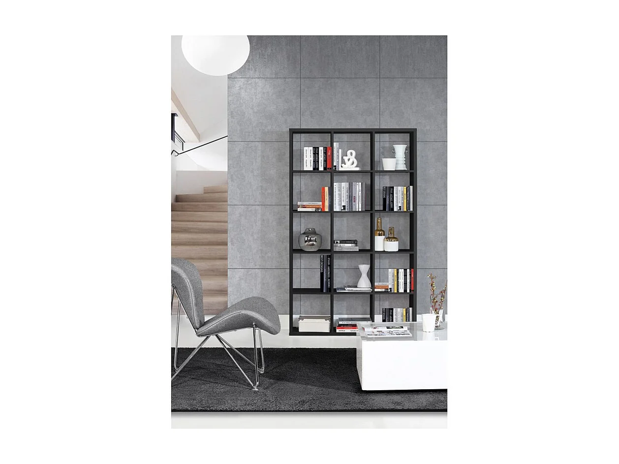 Etagère cube 15 casiers noir mat bibliothèque moderne - CLASSICO