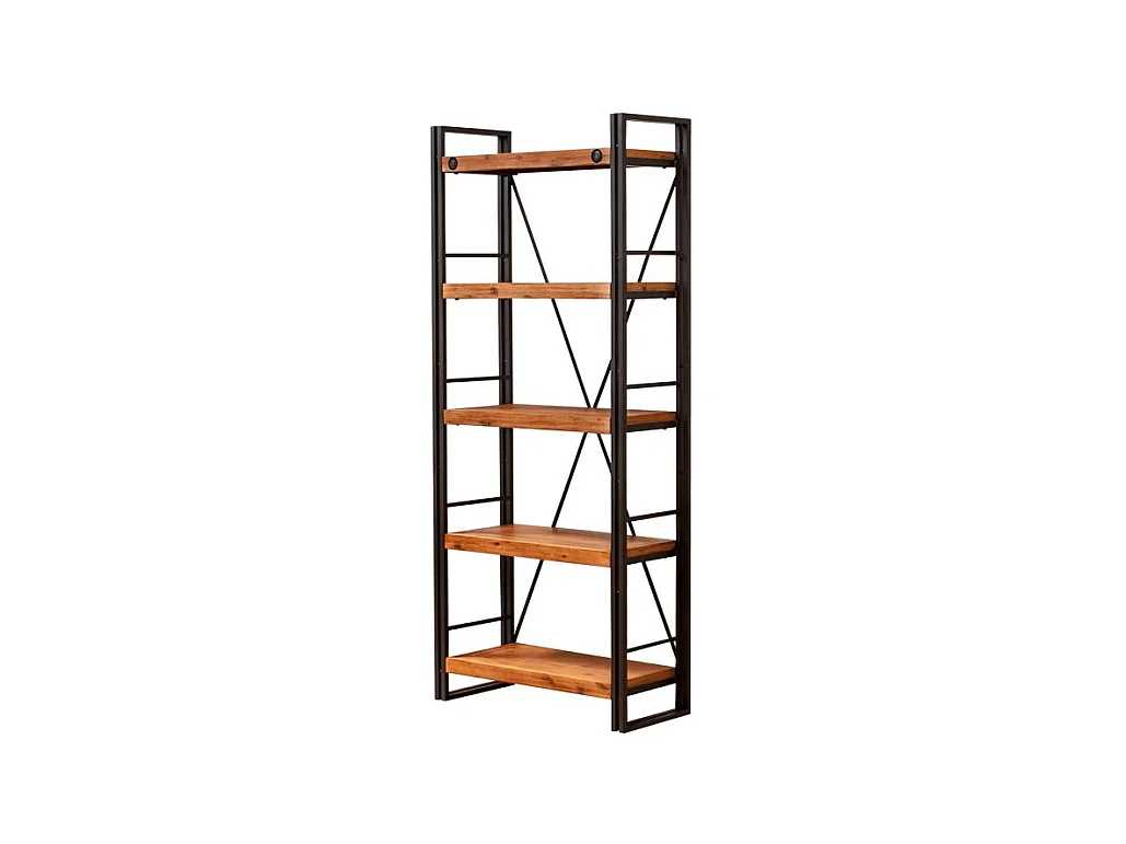 Bibliothèque 190 x 80 cm 5 tablettes bois acacia et métal - WORKSHOP