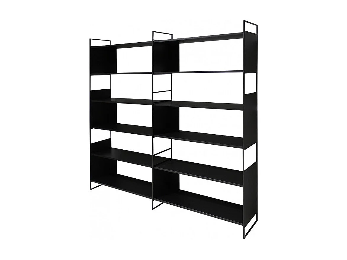 Bibliothèque 6 étagères L.180 cm en métal et décor bois noir - CONCEPT