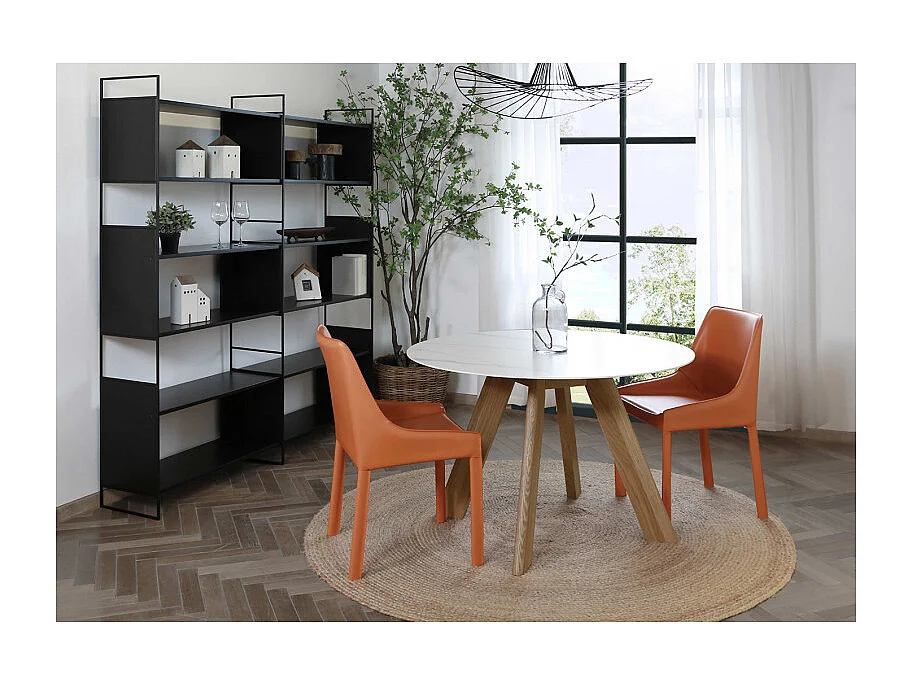 Bibliothèque 6 étagères L.180 cm en métal et décor bois noir - CONCEPT