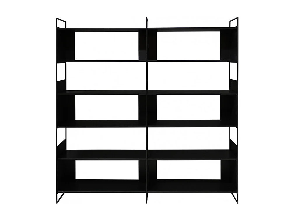 Bibliothèque 6 étagères L.180 cm en métal et décor bois noir - CONCEPT