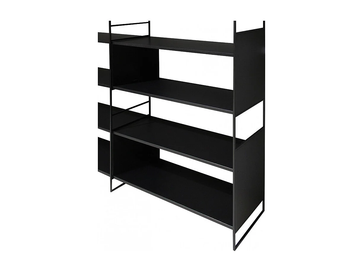 Bibliothèque 6 étagères L.180 cm en métal et décor bois noir - CONCEPT