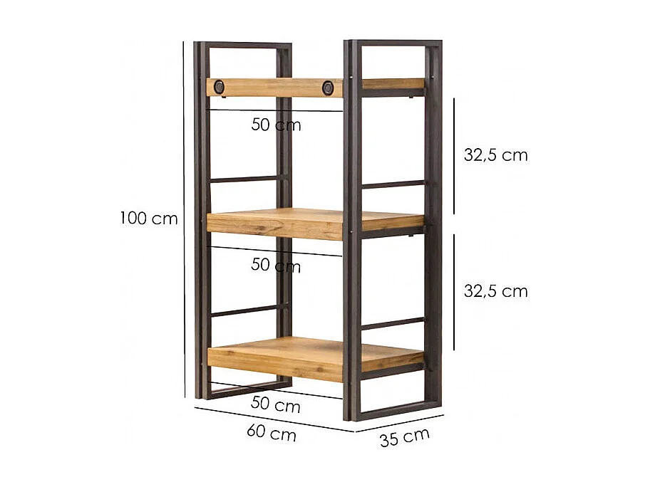Bibliothèque 100 x 60 cm en bois d'acacia et métal - WORKSHOP