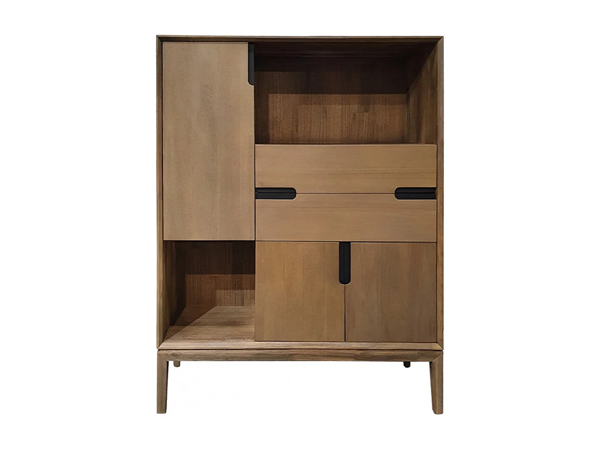 Meuble de rangement bois design 2 tiroirs et placards - KASSIA