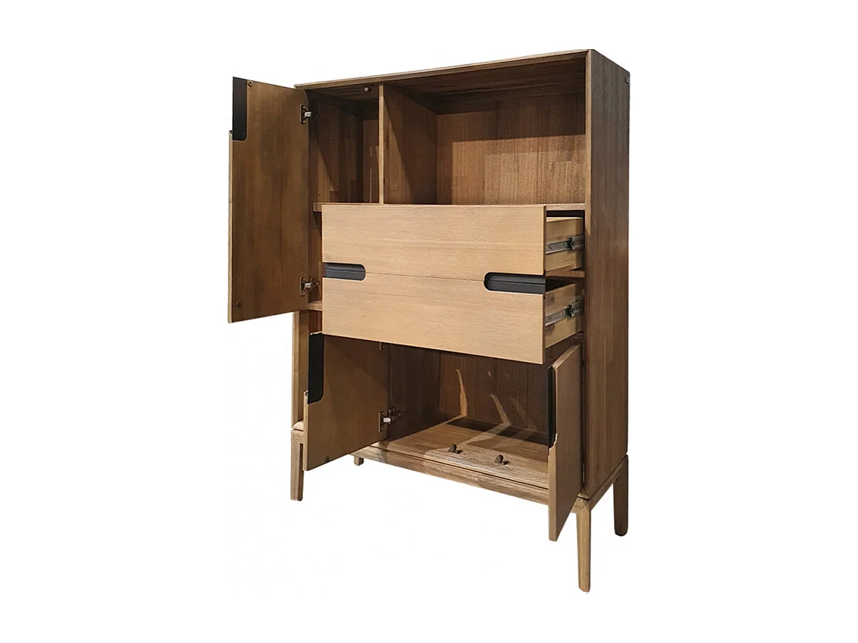 Meuble de rangement bois design 2 tiroirs et placards - KASSIA