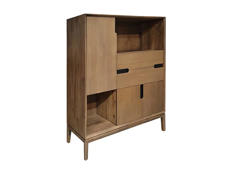 Meuble de rangement bois design 2 tiroirs et placards - KASSIA