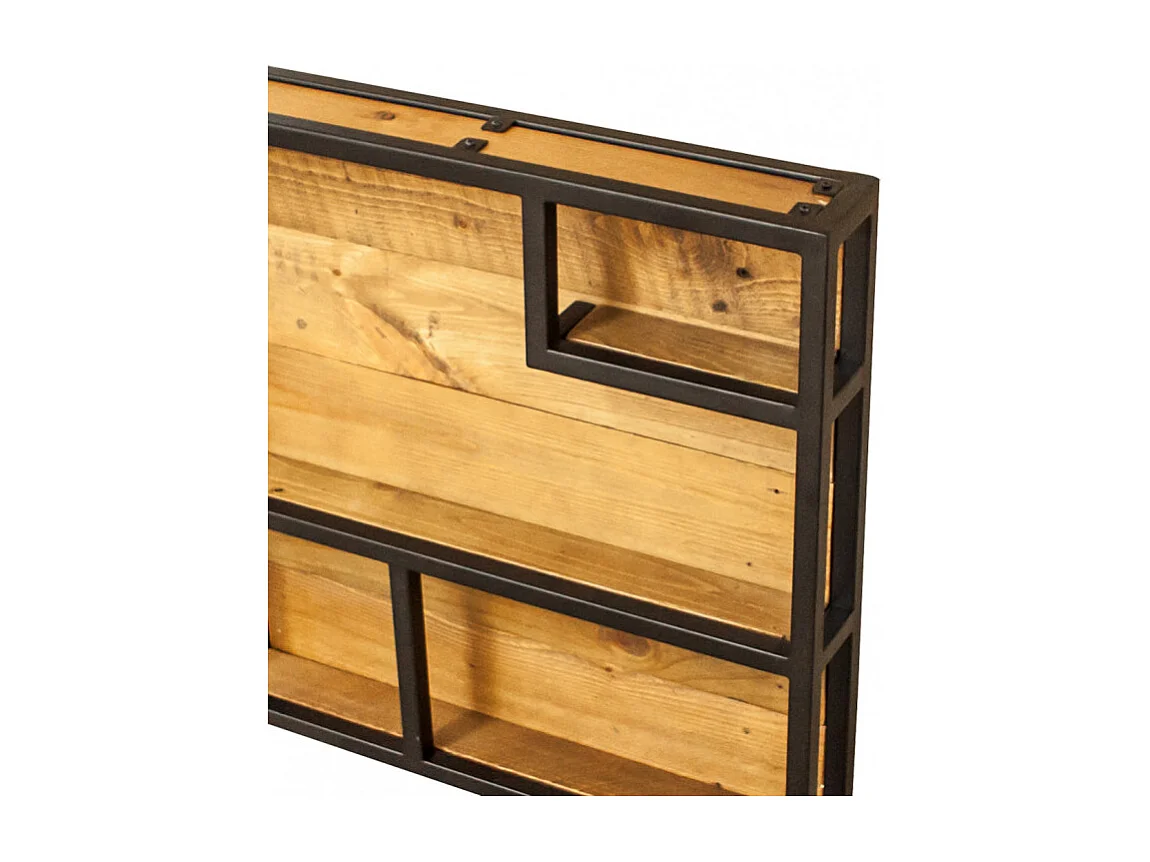 Etagère murale bois rustique et métal noir 60x60 cm - FACTORY