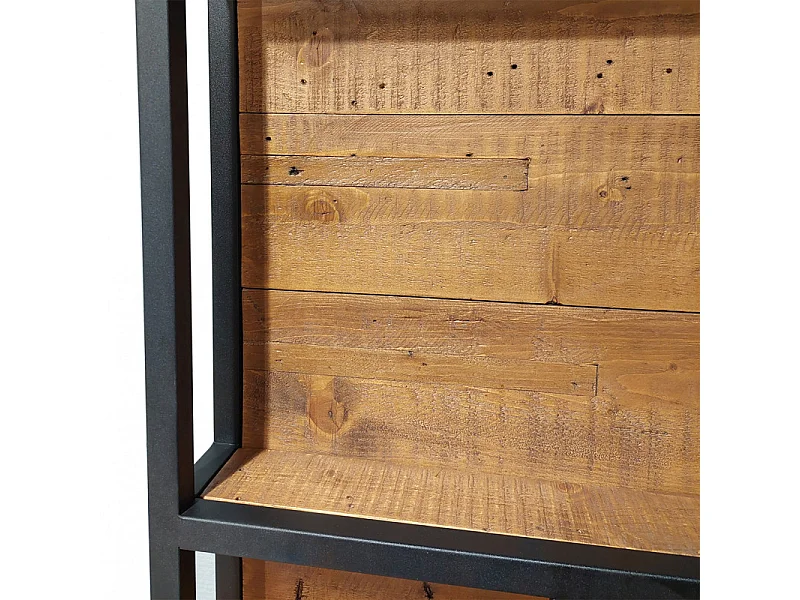 Etagère murale bois rustique et métal noir 60x60 cm - FACTORY