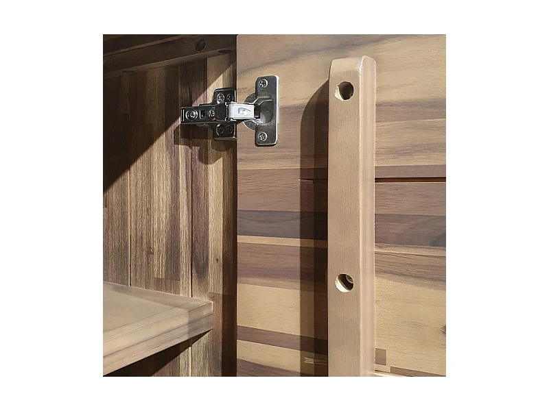 Étagère 3 tiroirs 5 niches 1 porte en bois d'acacia et métal - MAYBEL