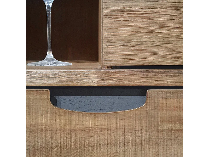 Étagère 3 tiroirs 5 niches 1 porte en bois d'acacia et métal - MAYBEL