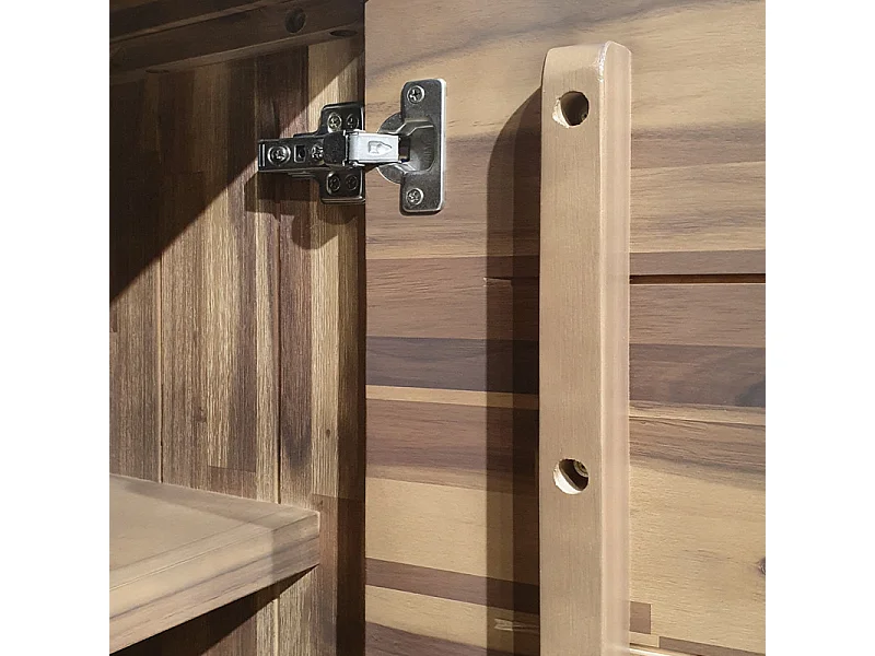 Étagère 3 tiroirs 5 niches 1 porte en bois d'acacia et métal - MAYBEL
