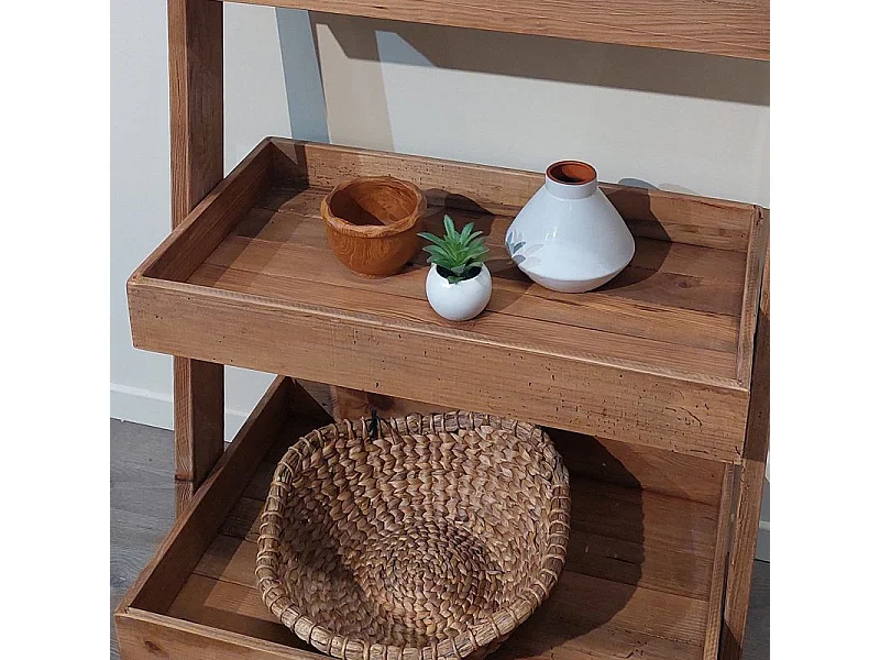 Bibliothèque échelle inclinée 200 cm en bois massif recyclé - CHALET