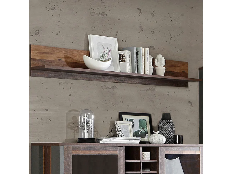 Etagère murale 160 cm décor bois vieilli - BUCK