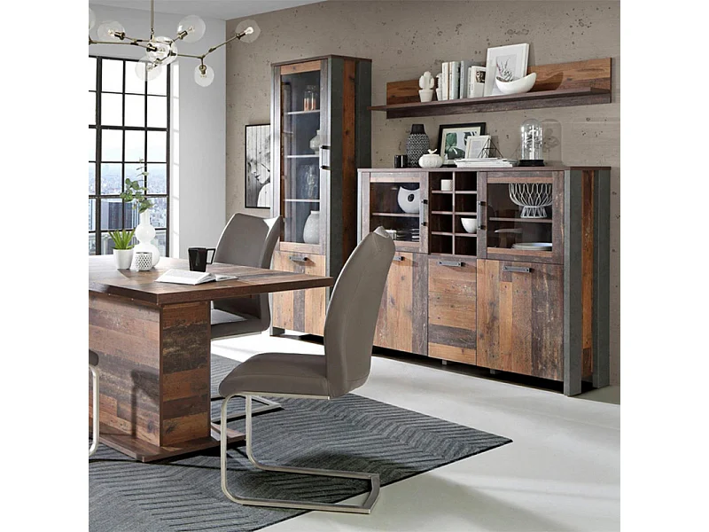 Etagère murale 160 cm décor bois vieilli - BUCK