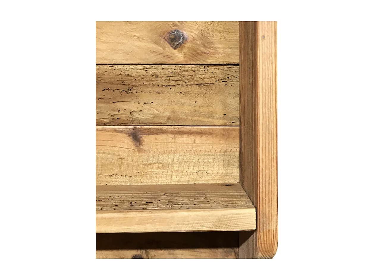 Étagère murale L. 87 cm en bois de pin recyclé avec crochets - CHALET