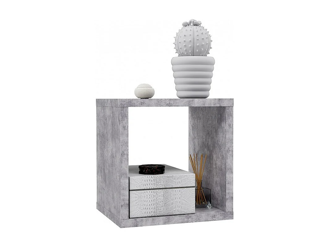 Etagère cube 1 casier décor béton gris - CLASSICO