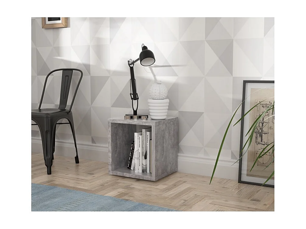 Etagère cube 1 casier décor béton gris - CLASSICO