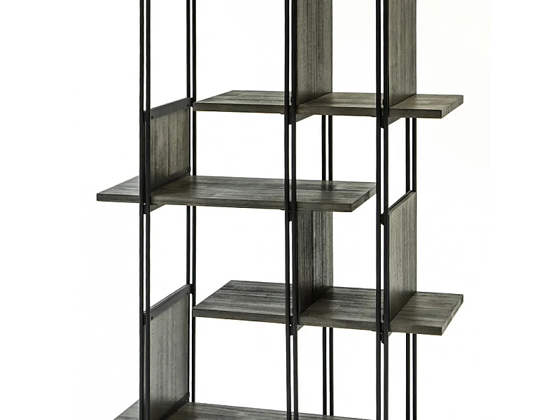 Étagère en bois d'acacia cendré avec piètement en métal noir - KUBI