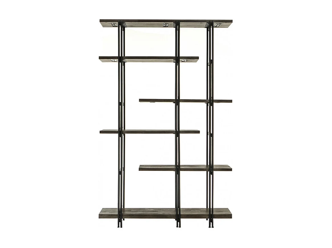 Étagère en bois d'acacia cendré avec piètement en métal noir - KUBI