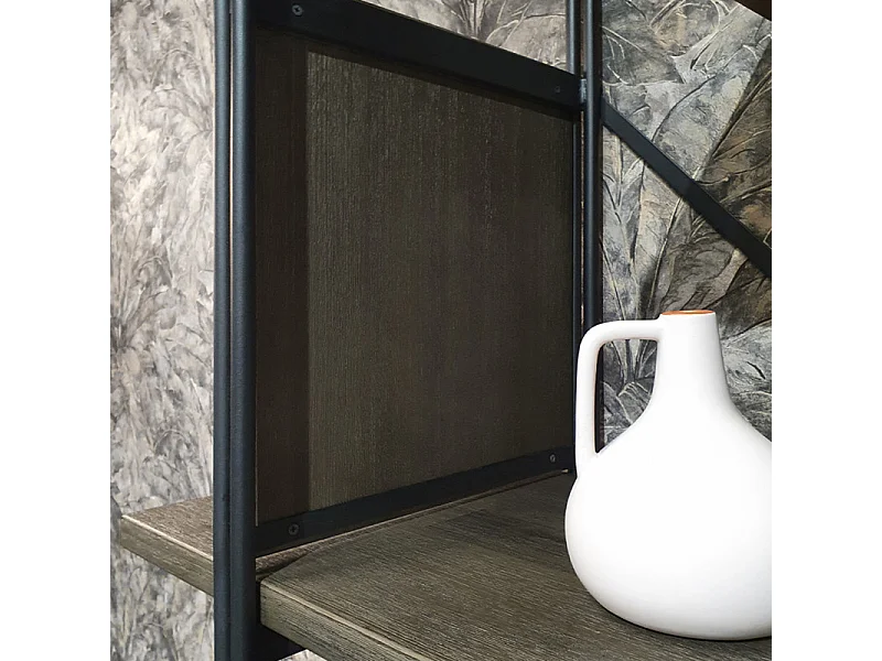 Étagère en bois d'acacia cendré avec piètement en métal noir - KUBI