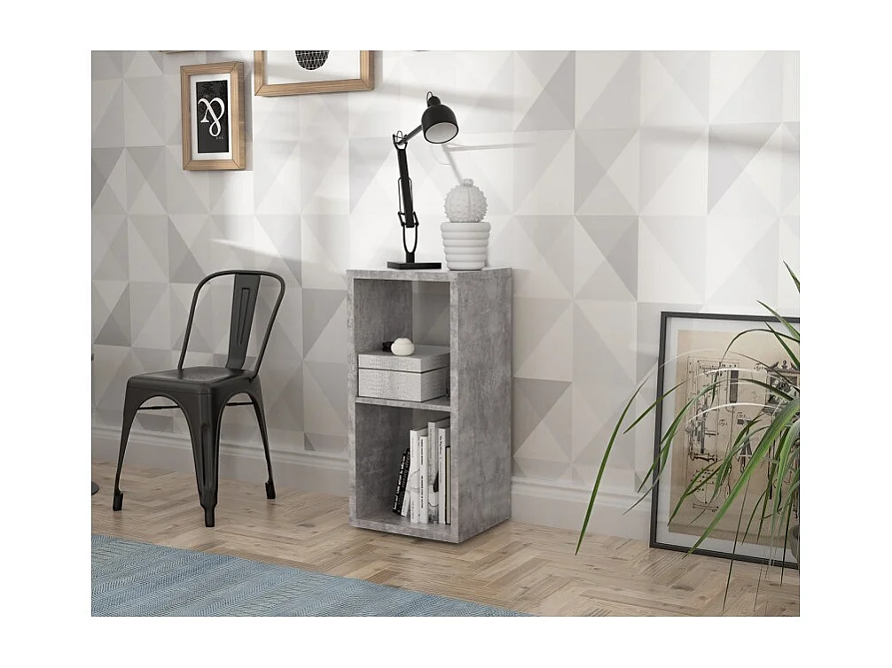 Etagère cube 2 casiers décor béton gris - CLASSICO