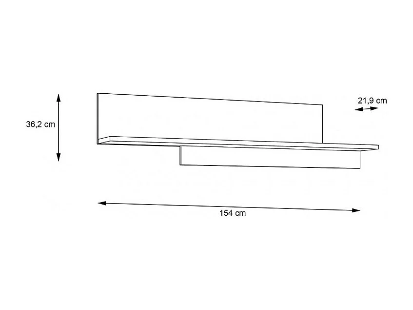 Etagère murale 154 cm asymétrique décor bois et noir – CELIA