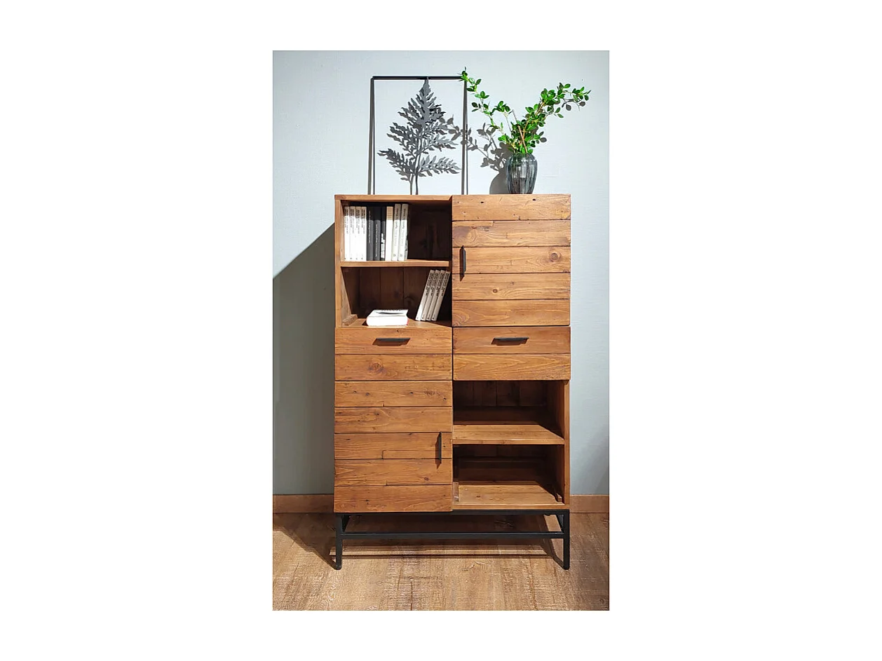 Meuble étagère rangements bois rustique et métal industriel - FACTORY