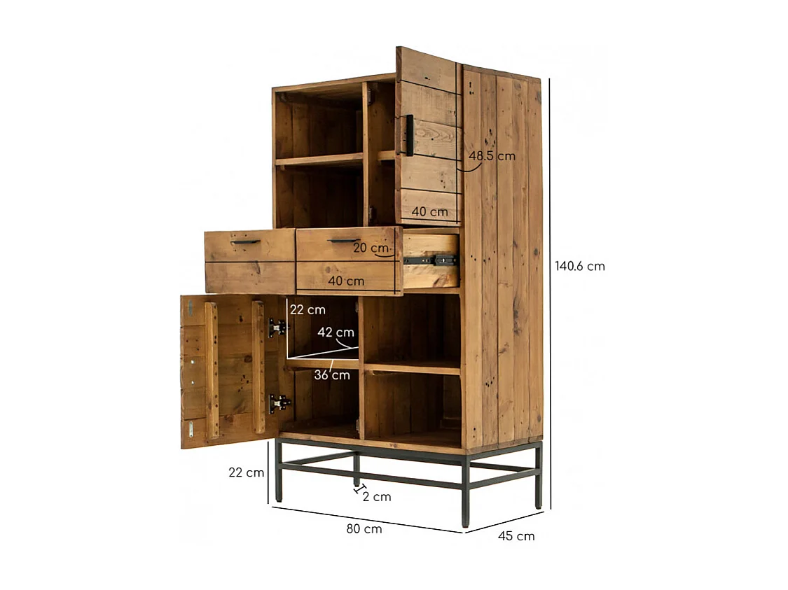 Meuble étagère rangements bois rustique et métal industriel - FACTORY