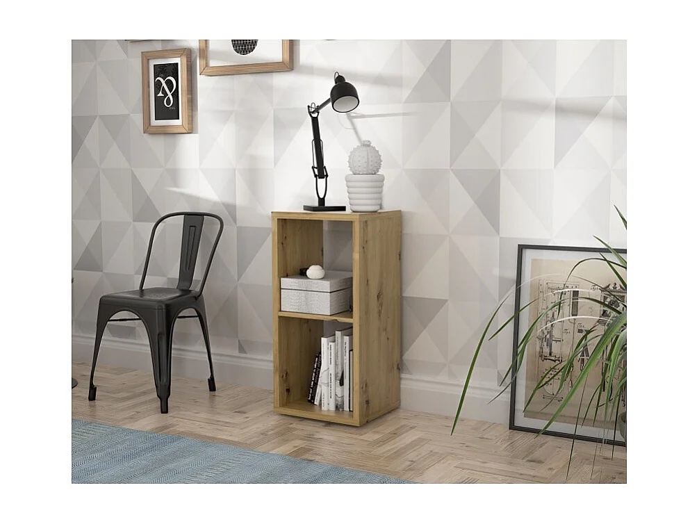 Etagère cube 2 casiers décor bois rustique texturé - CLASSICO