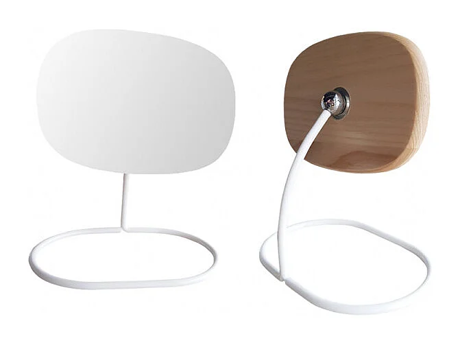 Lot 2 miroirs pivotants et détachables en bois et métal blanc - ZOOM