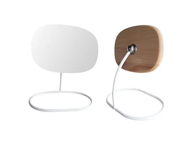 Lot 2 miroirs pivotants et détachables en bois et métal blanc - ZOOM