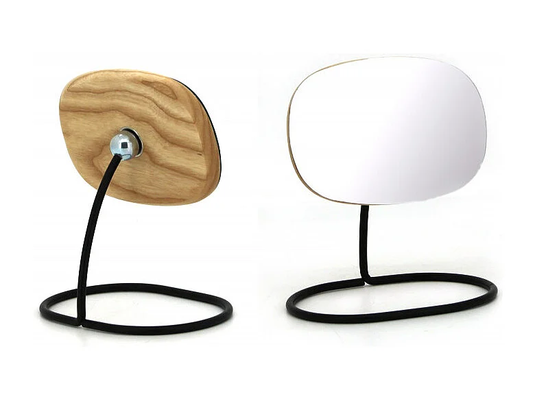 Lot de 2 miroirs pivotants et détachables en bois et métal noir - ZOOM