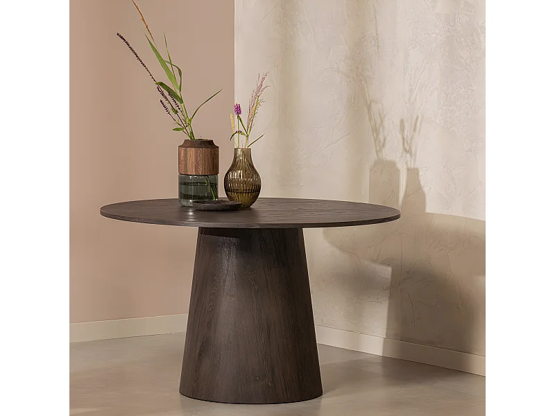 Maan - Table à manger 4 personnes en bois - Bois foncé