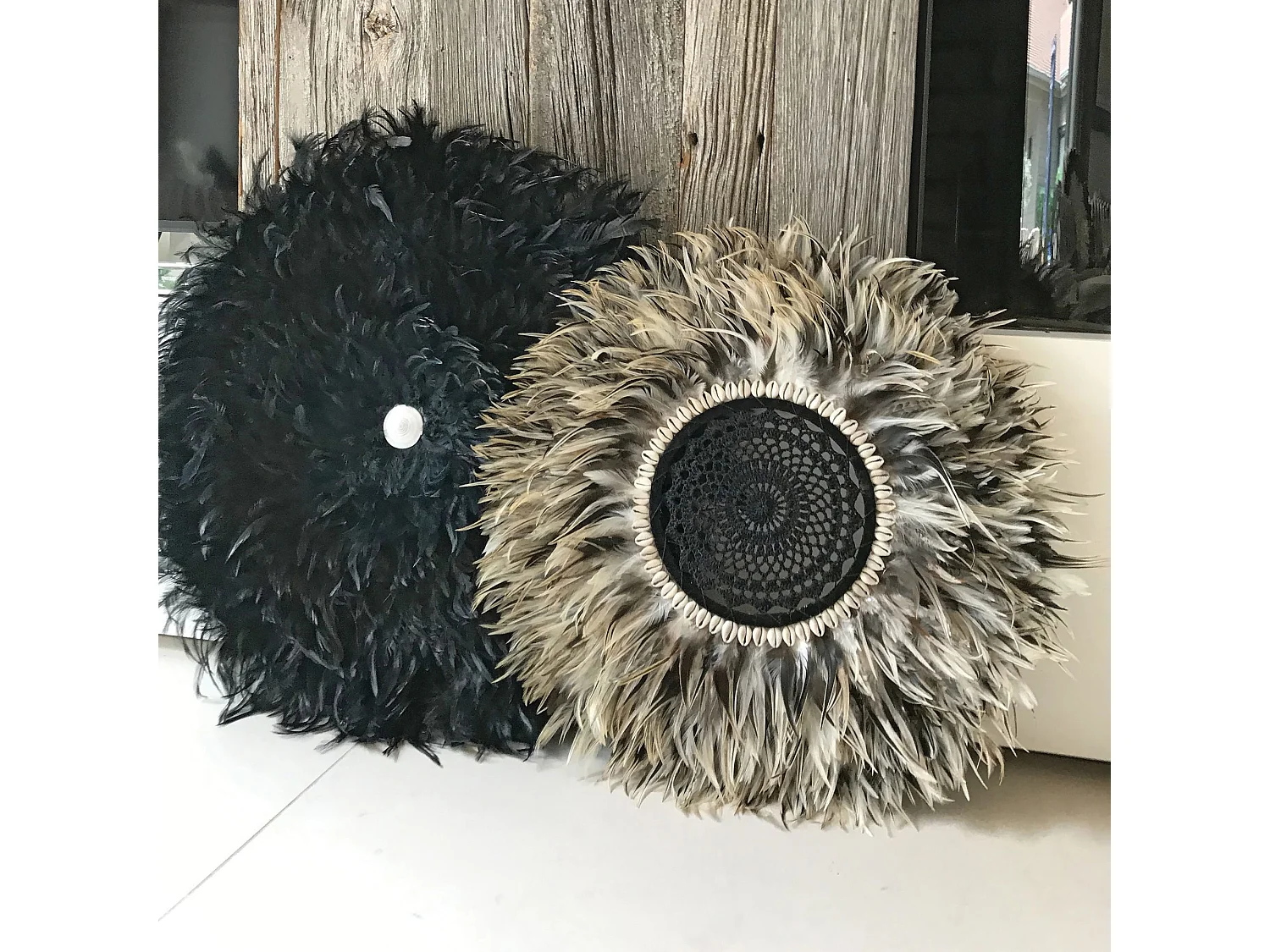Now's Home - Decoration En Plumes Jujuhat Naturelles/ Coquillages O50 Cm Kapau