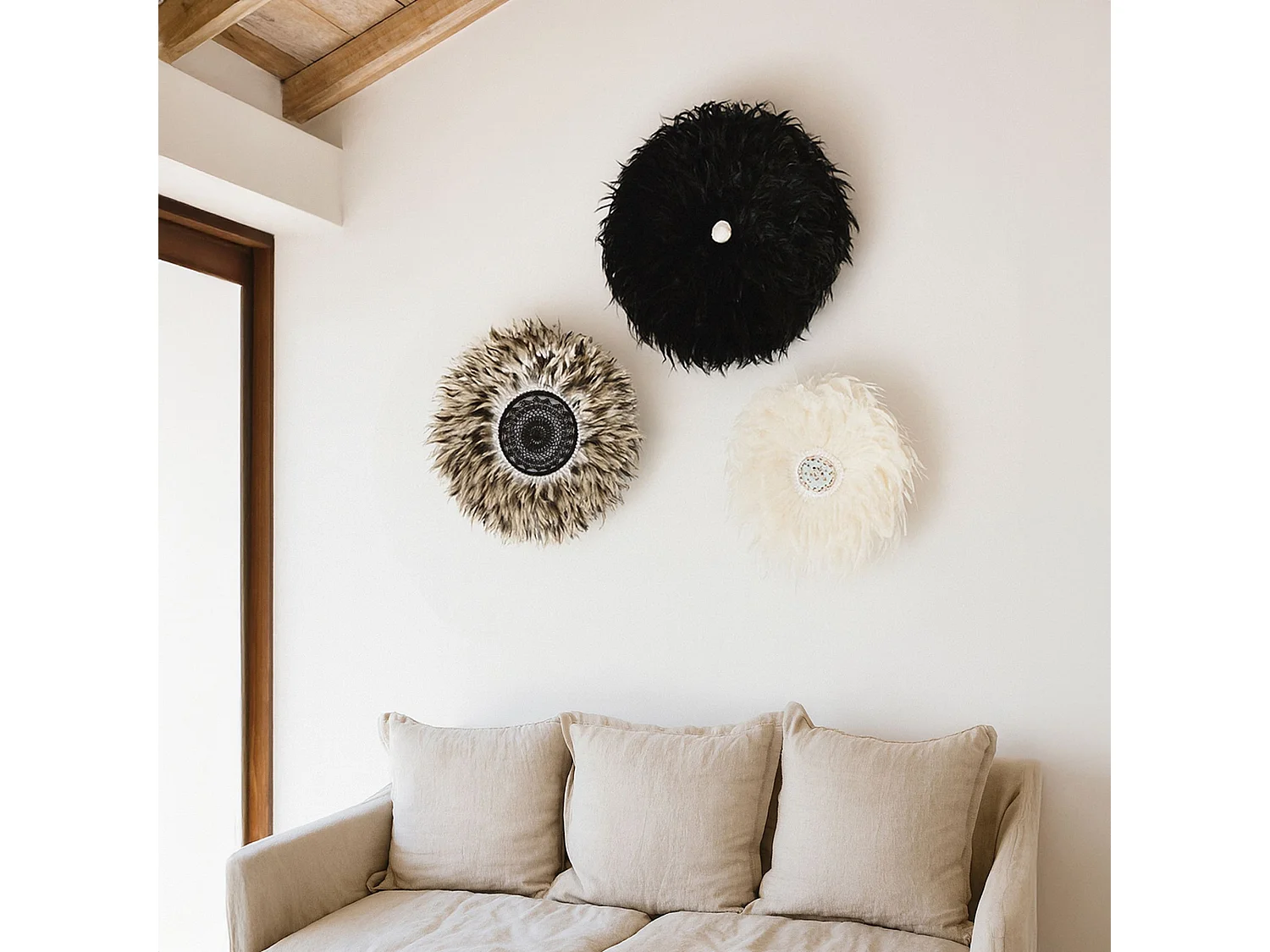 Now's Home - Decoration En Plumes Jujuhat Naturelles/ Coquillages O50 Cm Kapau