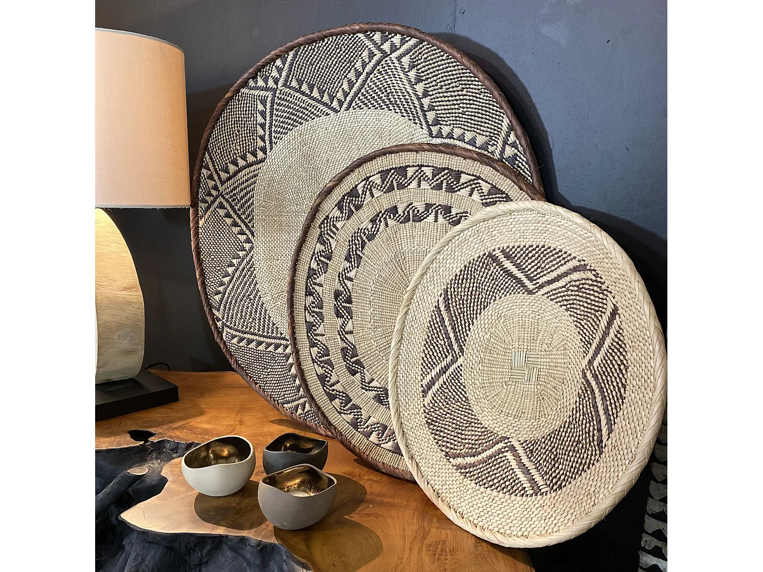 Now's Home - Panier Mural Decoratif Tisse A La Main Zimbabwe 33/38cm Taille S Limpo