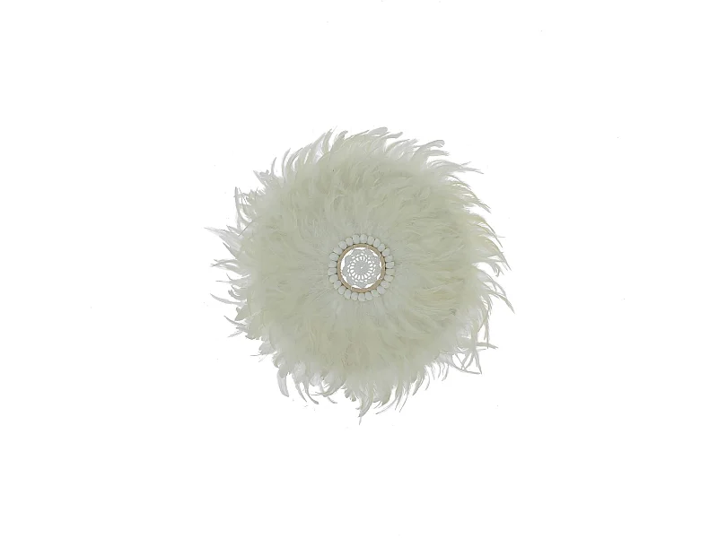 Now's Home - Jujuhat Decoration En Plumes Blanches Et Coquillages O40 Cm Kapau