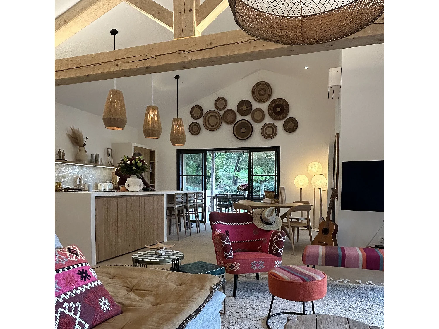 Now's Home - Panier Decoratif Mural En Fibres Vegetales 55/ 65 Cm Size L Limpo