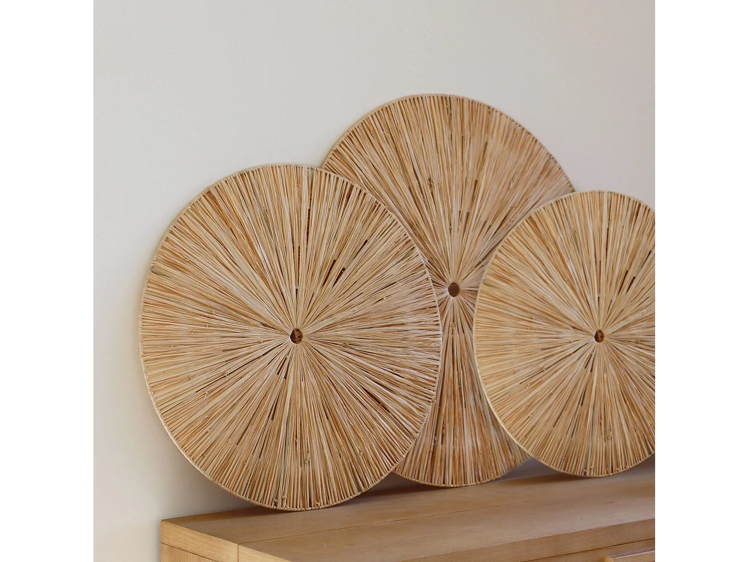 Now's Home - Set De 3 Décorations Murales En Raphia Naturel D60/50/40cm Miri