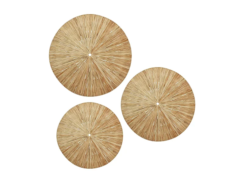 Now's Home - Set De 3 Decorations Murales En Raphia Naturel D60/50/40cm Miri