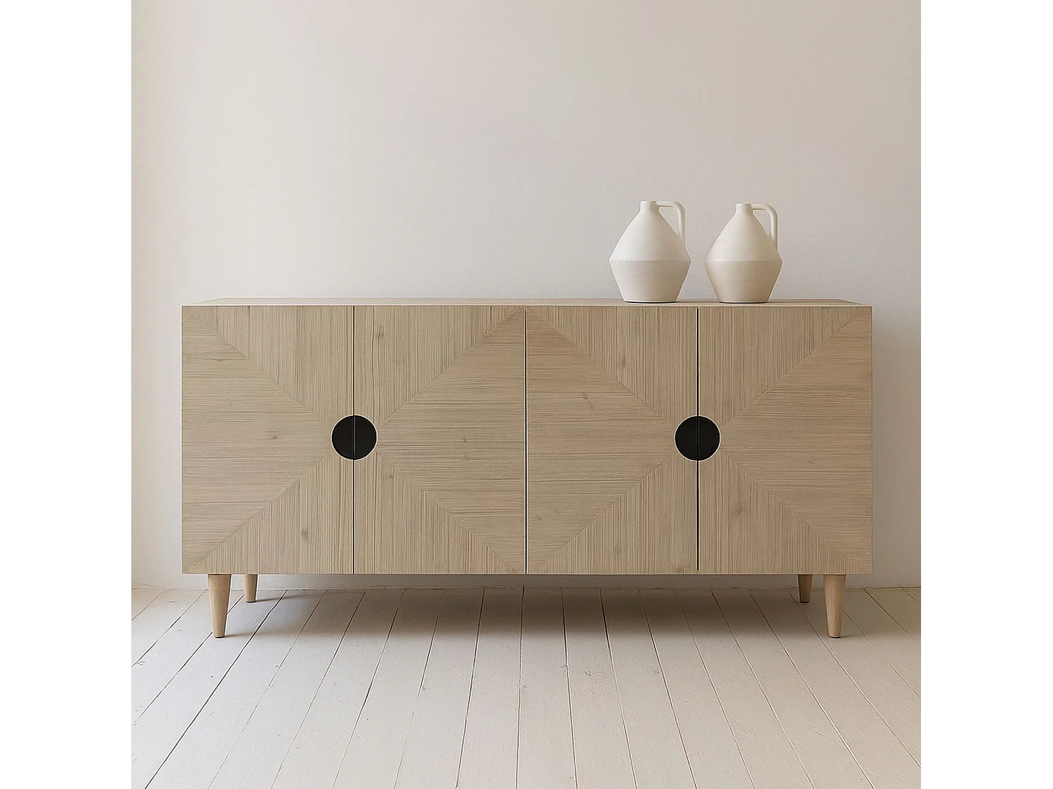 Now's Home - Bahut 4 Portes En Pin Recyclé 160x49xh80cm Kristen