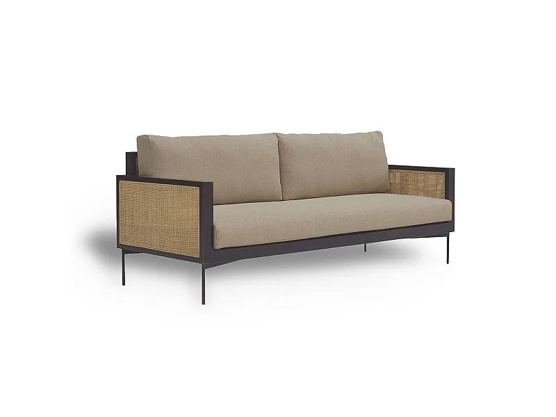 Now's Home - Canape  En Rotin En Bois De Manguier 192x75x70 Cm Tonkin