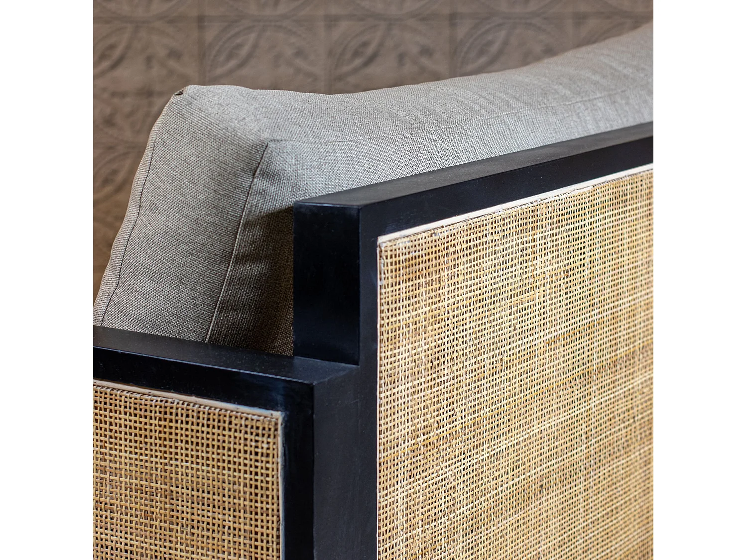 Now's Home - Canape  En Rotin En Bois De Manguier 192x75x70 Cm Tonkin