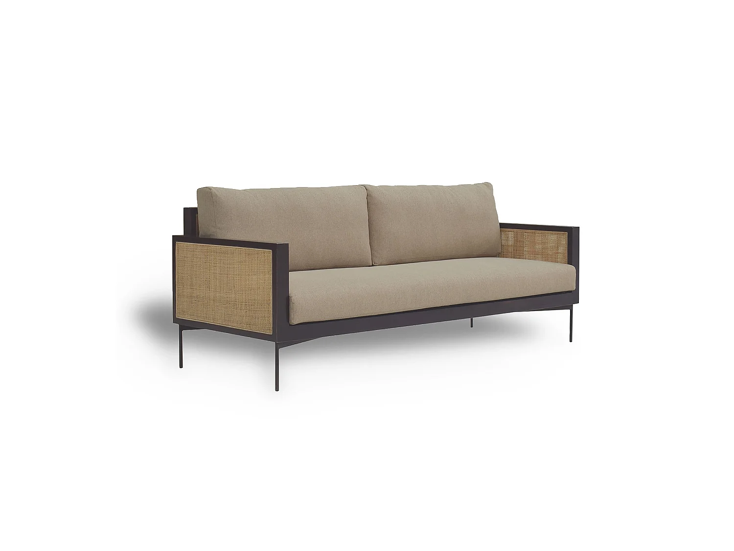 Now's Home - Canape  En Rotin En Bois De Manguier 192x75x70 Cm Tonkin