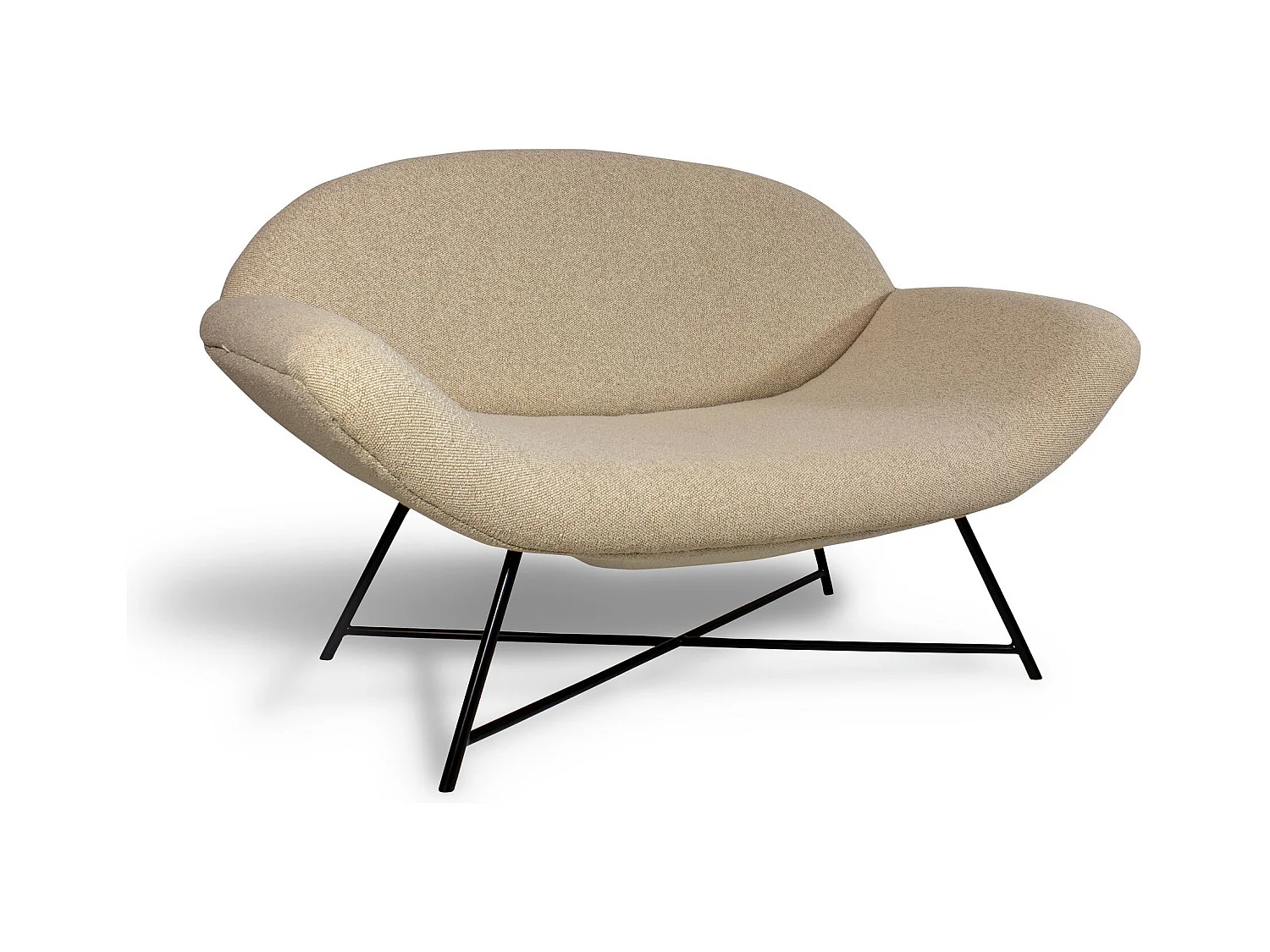 Now's Home - Canape En Bouclette Sable Pied Metal Noir 130x76xh79cm Duke