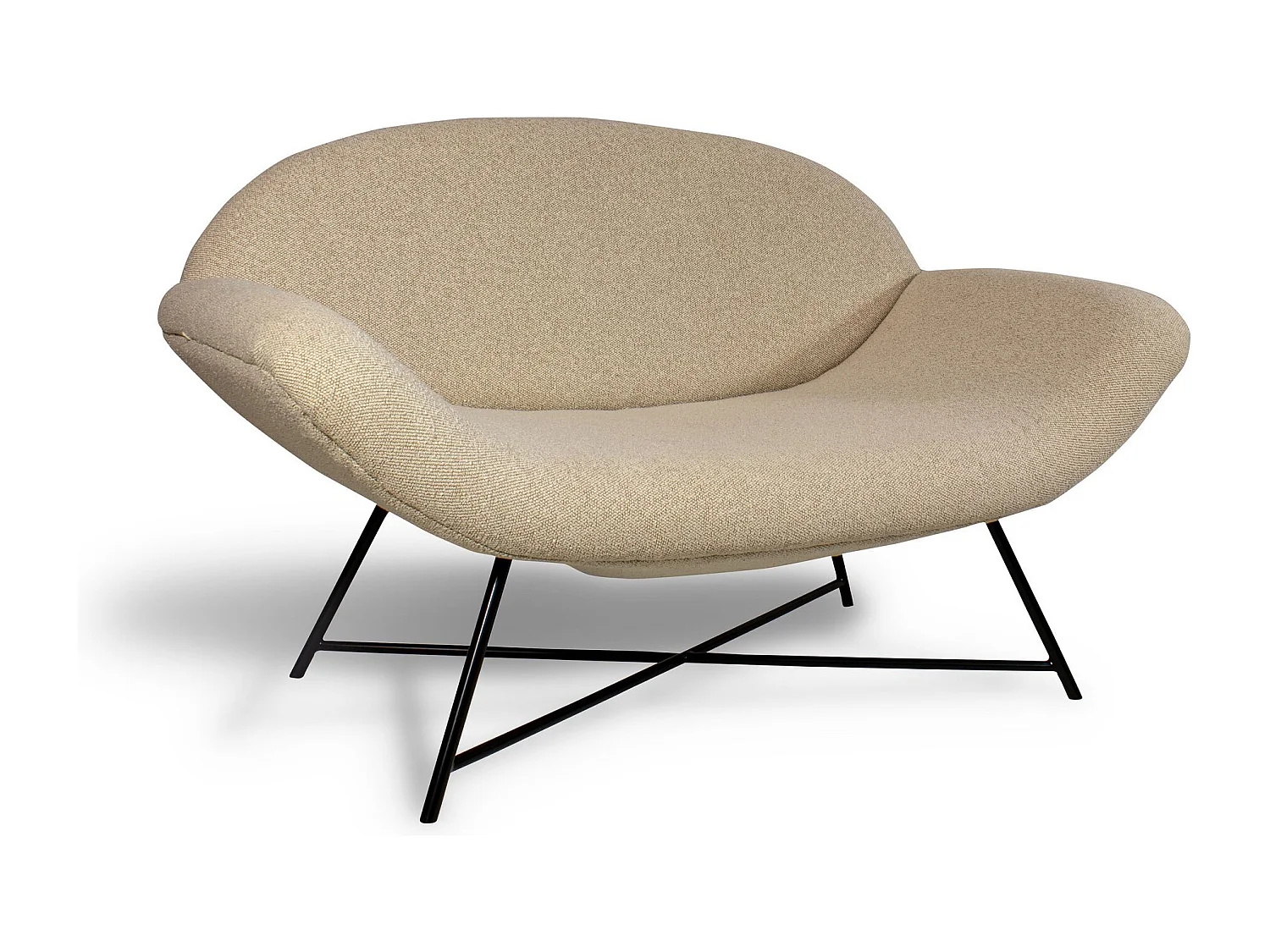 Now's Home - Canape En Bouclette Sable Et Pied En Metal Noir Duke