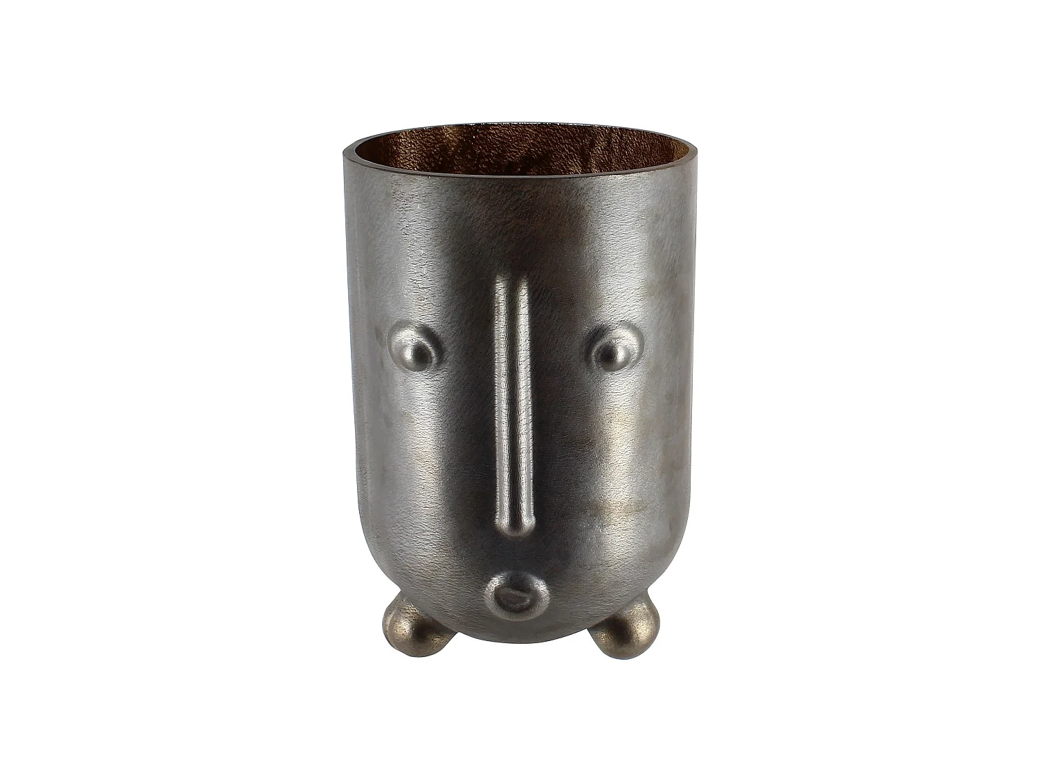 Now's Home - Vase En Verre Souffle A La Bouche Gris Metallise 16.5x15.5x24cm Olav