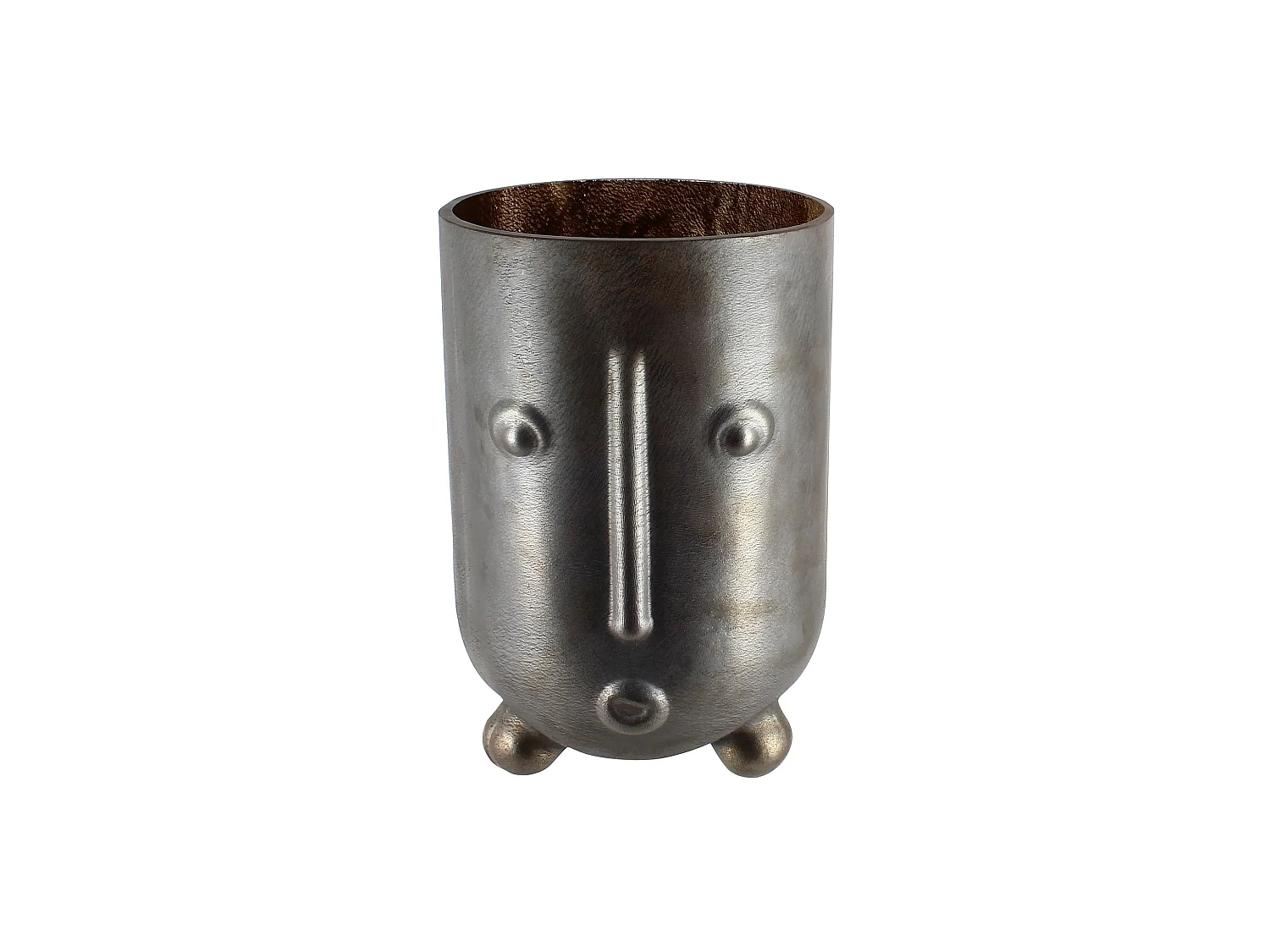 Now's Home - Vase En Verre Souffle A La Bouche Gris Metallise 16.5x15.5x24cm Olav