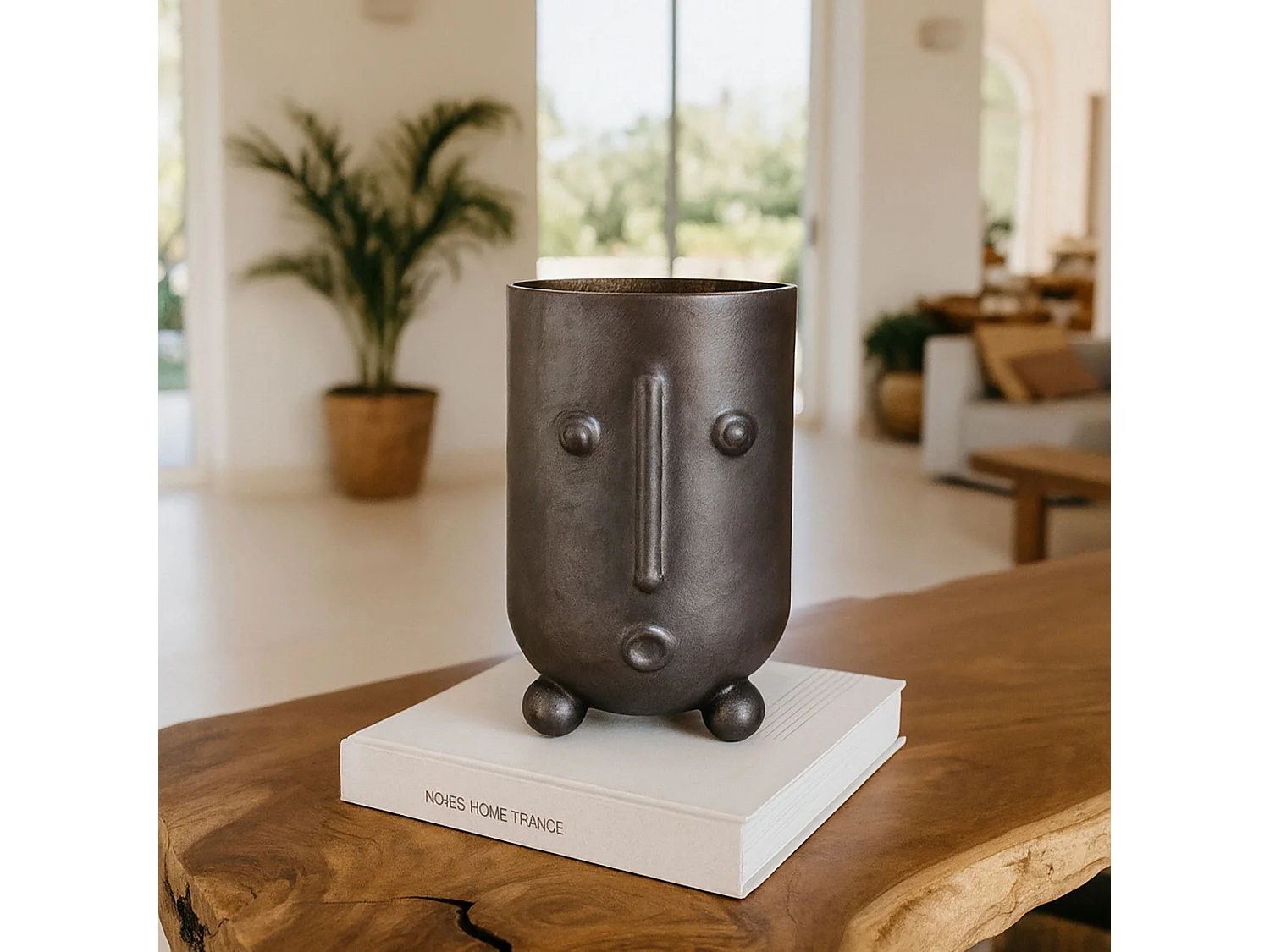 Now's Home - Vase En Verre Souffle A La Bouche Gris Metallise 16.5x15.5x24cm Olav